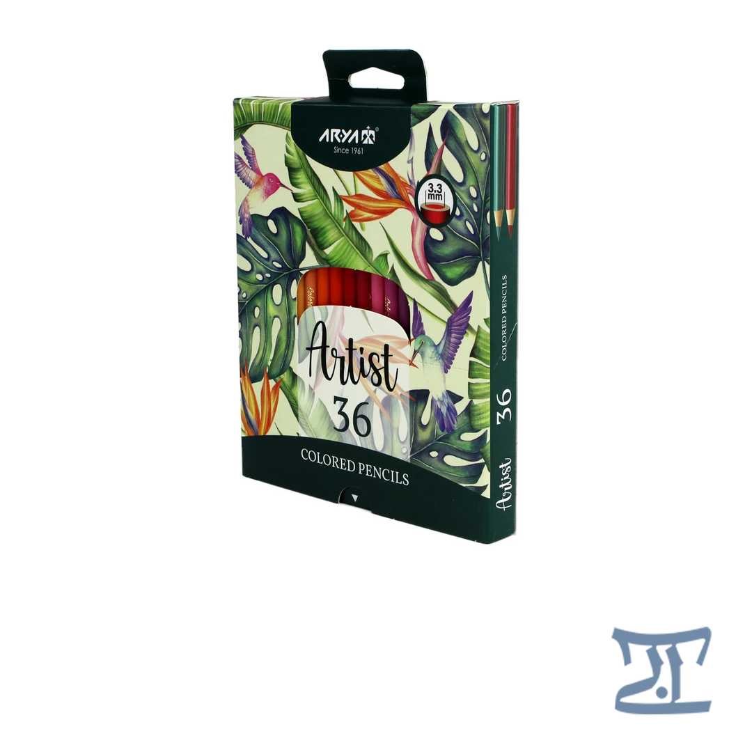 مداد رنگی 36 رنگ جعبه مقوایی حرفه ای آرتیست آریا/Arya 3607*3603 مرکز فرهنگی آبی شیراز